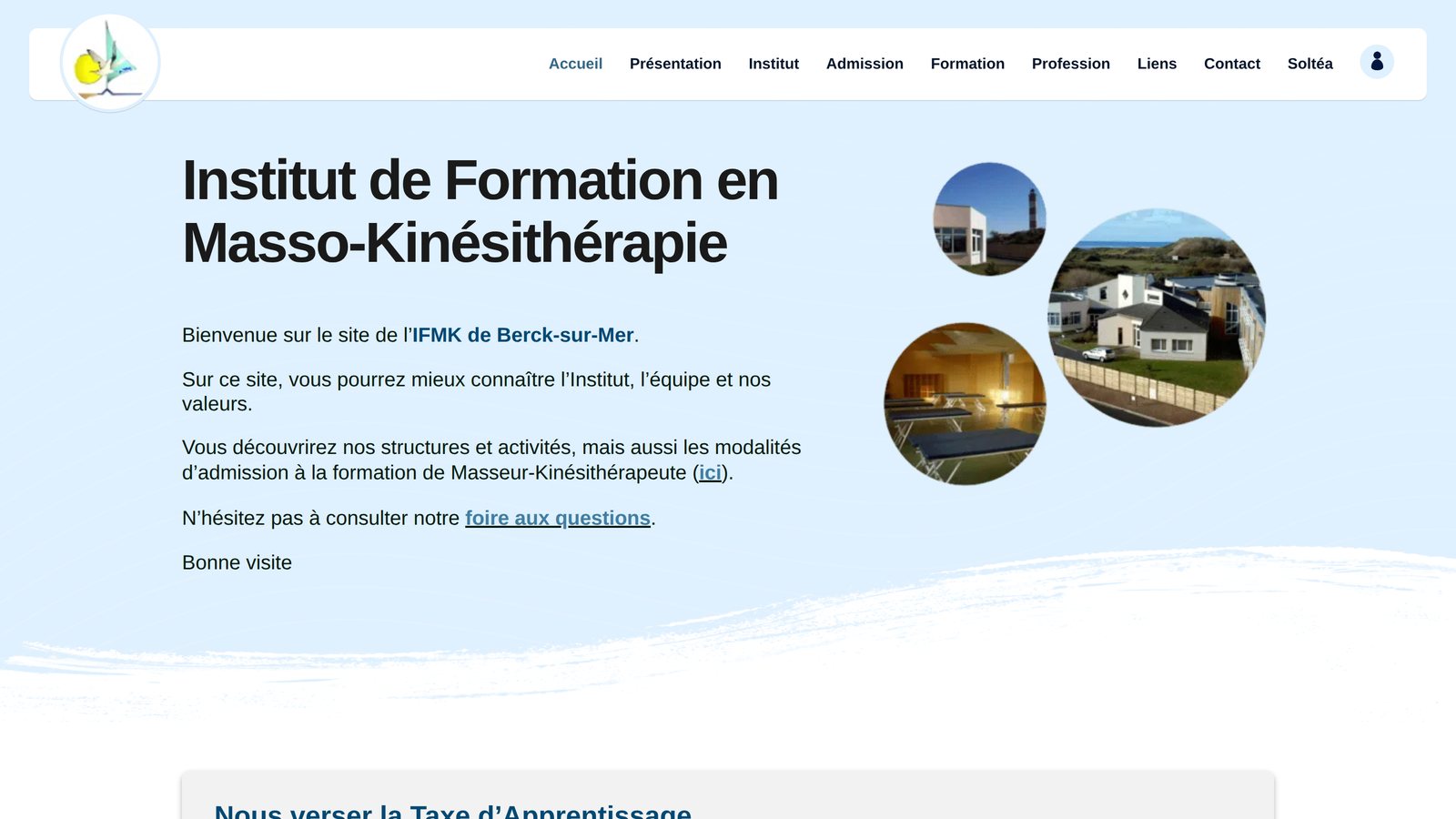 Page d'accueil du site IFMK Berck, A3PM