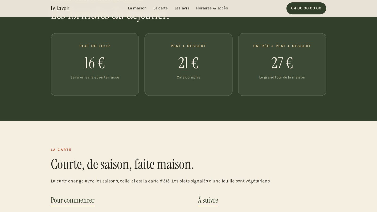 Page intérieure du site