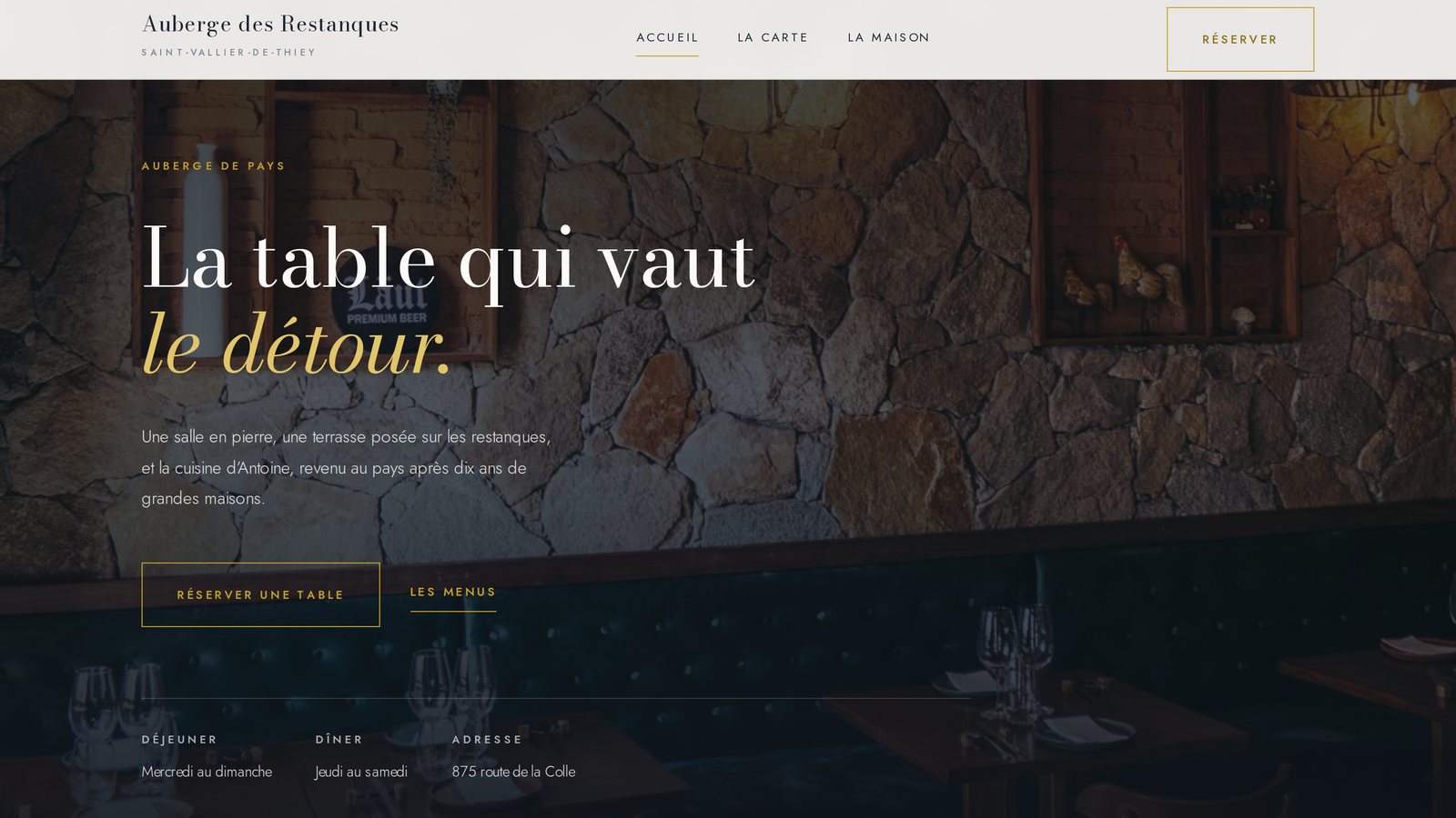 Aperçu du site de Site vitrine et réservation en ligne pour une auberge de pays