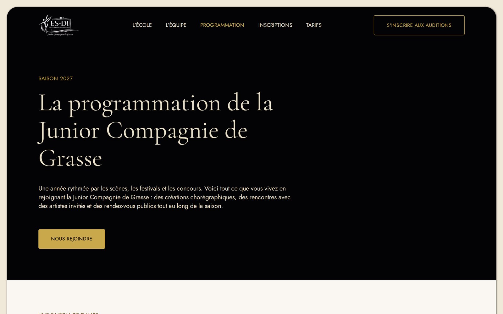 Page programmation du site ES-DI