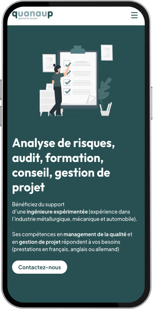 Site mobile Quanaup qualité conseil audit gestion projet